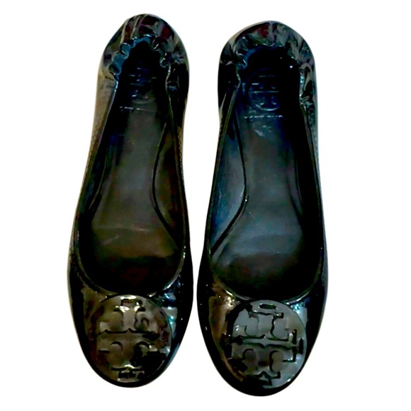 TORY BURCH BLACK PATENT FLATS women’s slip on shoes size 6 - Picture 3 of 14